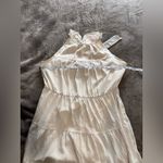 KIRUNDO Boho Chic Layer Sleeveless Mock Neck Neutral Cream Dress Sz M EUC Size M Photo 6