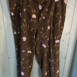 Dressbarn Black Pants with Purple Floral Design | 16W Photo 0