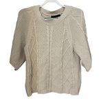 Raffi Short Sleeve Cable Knit Sweater Oatmeal XS Photo 0