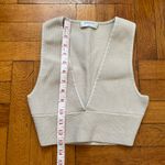 Babaton Aritzia Matte Pearl Sculpt Knit Deep V Neck Crop Tank Top Small Photo 3