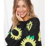 Daisy Street  Black Sunflower Crewneck Sweater Size Small Photo 2