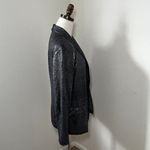 Majestic  Filatures Open Black Linen‎ Stretch Metallic Blazer Jacket Size 3 Photo 4