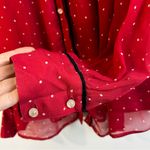 frame denim Le Pleasant Red Sheer Polka Dot 100% Silk Photo 12