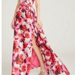 Theia Zibeline NEW floral One Shoulder Gown size 8 Pink Photo 3