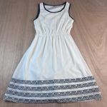 YA Los Angeles Silk Blend Dress Womens Small White Black Trim Fall Layering Boho Photo 0