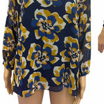 CAbi Lydia Navy Floral Chiffon Blouse Womens Large Photo 0