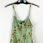 Torrid Green Front Tie Adjustable Straps Smocked Back Sunflower Tee, Size 00 Photo 0