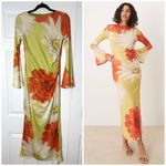 ASOS Yellow Floral Angel Sleeve Midaxi Bodycon Dress Size Small 4/6 Photo 1