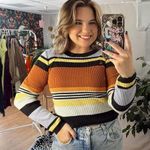 Urban Outfitters Stripe Crew Neck Cropped Knit Sweater Multi Size Medium Photo 0