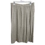 Vintage Linen Blend Oatmeal Pull On Midi Skirt Size 18W Cottagecore Prairie Boho Photo 1