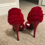 Anne Michelle Red Ruffle Backed Heels Photo 2