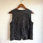 Turquoise Haven NEW  Womens Vest Washed Black Gray Embroidered Smocked Size Large Photo 1