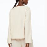 H&M cream double lined square neck wide sleeve crepe blouse Photo 2