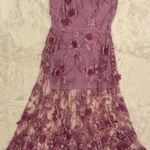Dress the Population Sidney Deep V-Neck 3D Lace Lavender Gown Sz L Photo 0