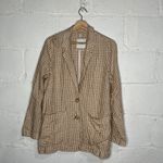 Madewell  Women’s Linen Dorset Gingham Two-Button Blazer White Tan Size Large Photo 1