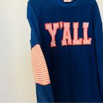 MarleyLilly  Terry cloth sweatshirt “YALL” patch sleeve blue pink sz small/ Med Photo 4