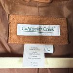 Coldwater Creek Womens Suede Leather Jacket Cognac Snap Closure Sz L Photo 10