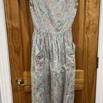 Laura Ashley Vintage  Dainty Feminine Cotton Floral Open Back Midi Dress Size 6 Photo 0