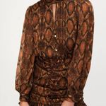 ZARA NEW Ruched Animal Snake Print Mini Dress Photo 0