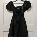 Princess Polly  Women’s Short Mini Dress Black Open Back Tie Back Size 4 Smocked Photo 3