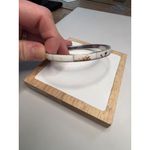 White & Gold Enamel Bangle Bracelet With Silver Photo 7