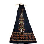 Vince Camuto Black Floral Maxi Dress Halter Neck Tie Back Size 2X Photo 1