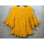 Do Everything In Love Mustard Fluffy‎ Knit Poncho Sweater  One Size 25" Length Photo 4