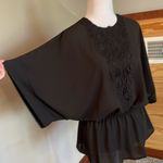 New York & Company 7th Avenue Design Studio Black Embroidered Top Blouse Medium Photo 4