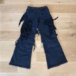 Closnea Jeans Fringed Shredded Wide Leg Size L Black Size L Photo 4
