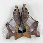 Taos Teezer Cork Sole Strappy Leather Block Heel Sandals Brown 8 Boho Hipster Photo 4