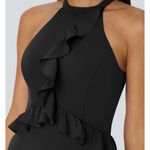 Halara NWT Breezeful Halter Ruffle Buckle Pocket Wide Leg Quick Dry Jumpsuit size S Photo 4