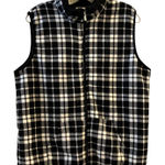 Hasting & Smith Womens Plaid Fleece Vest Black White Sherpa Collar Zip Up M Photo 0