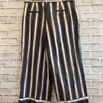 Banana Republic Women’s blue/cream stripe Blake crop linen blend pants 10 Photo 1