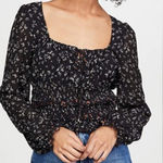 Free People  Floral Lolita Top Black Women's  size XS Photo 0