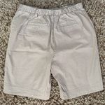 Lands' End  Size 6P 6 Petite Striped Seersucker Bermuda Shorts High Rise Tan White Photo 1