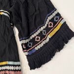 Knox Rose  Open Front Embroidered Boho Kimono Womens Medium Black Tassle Cardigan Photo 3