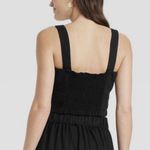 A New Day Linen Blend Crop Top Black Sweetheart Neck Photo 1