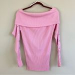 Cache  Pink Off-the-Shoulder Y2K Ribbed Sweater Size M Photo 4