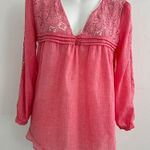 Anthropologie Women's boho babydoll lace blouse top Pink SMALL NWOT Photo 0