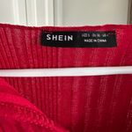 SHEIN Red Ribbed Knit Cropped Top Long Sleeve V Neck Collar Size S Red Photo 2
