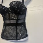 Victoria's Secret  Metallic Black And Silver Floral Bustier Corset Size 32C Photo 3