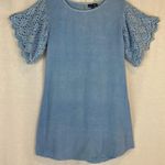Eyelet Sleeve Pale Denim Chambray Blue Mini Dress by Style Envy Fairy Feminine Photo 7