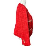 ZARA  Woman Red Tweed Bouclé Blazer Jacket,Parisian Chic, Statement Piece M Photo 9