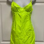 Tic Toc Lime Vinyl Open Back Underwire Mini Dress Photo 2