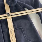 ASOS Coat Womens 4 Blue Green Plaid Hooded Pom Pom Jacket Wool Blend Photo 6