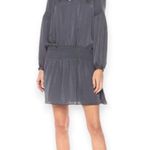 Lucky Brand | XS | Gun Metal Matte Satin Drop Waist Tie Detail V-Neckline Dress Photo 1