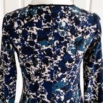 Simply Vera Wang Dress Blue Tan Floral A Line Long Sleeve Fit & Flare Size XS Photo 4