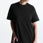 COS Black 100% Cotton Short Sleeve Plain Mock Neck Mini T Shirt Dress Size XS Photo 0