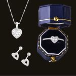 925 real sterling silver heart shaped earrings with cz chips! New Photo 1