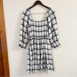 Madewell  Lucie Elbow-Sleeve Smocked Mini Dress Large Women’s Lebaum Plaid ND174 Photo 9